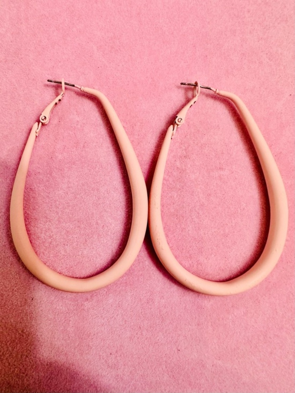 Blush Pink Teardrop Hoop Earrings